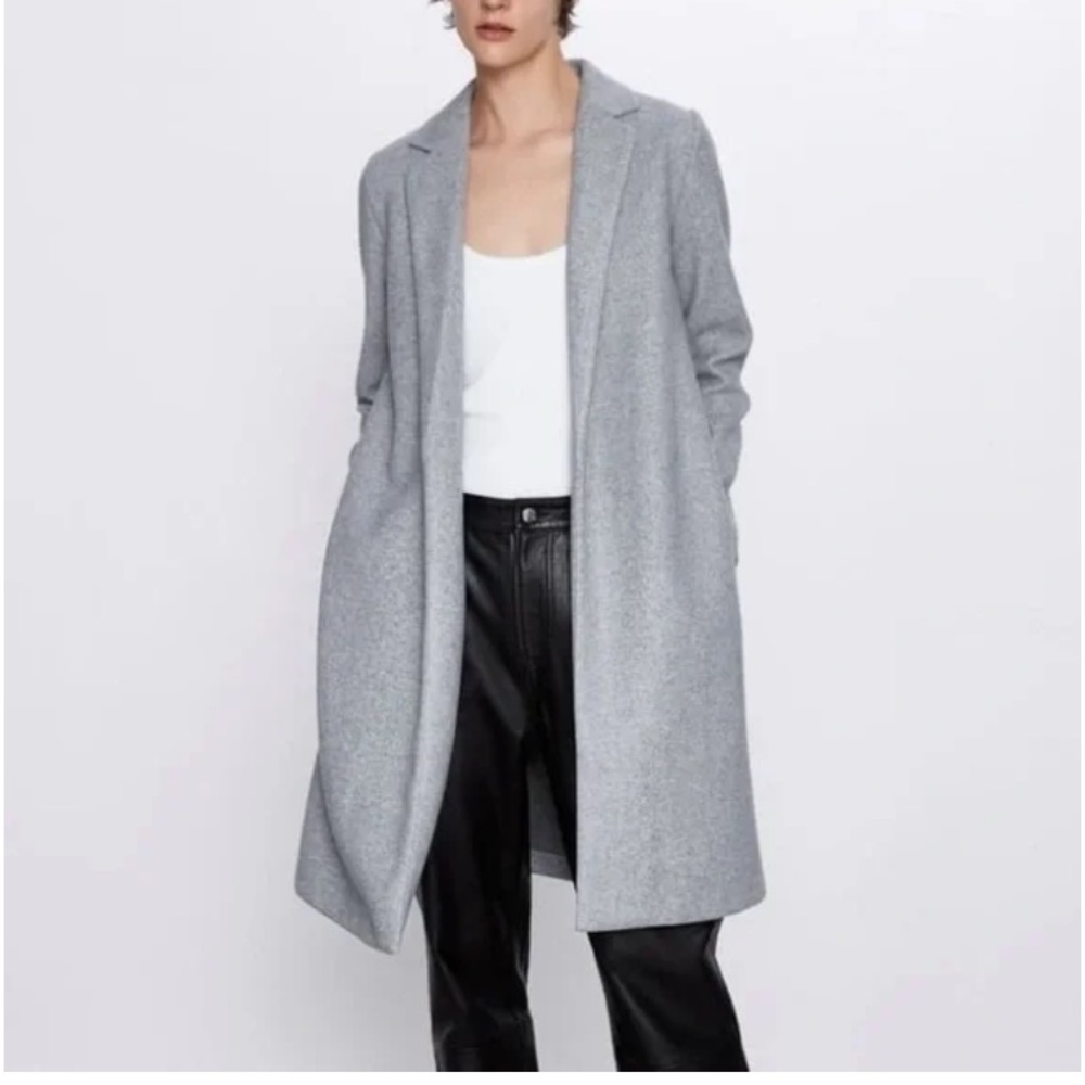 Light Grey Zara Lapel Coat
